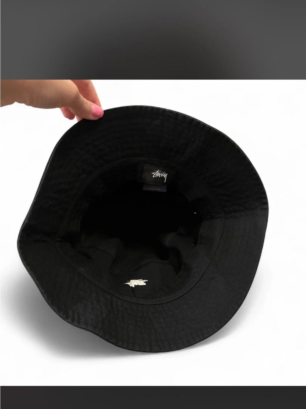 Stussy Black Bucket Hat with White Logo